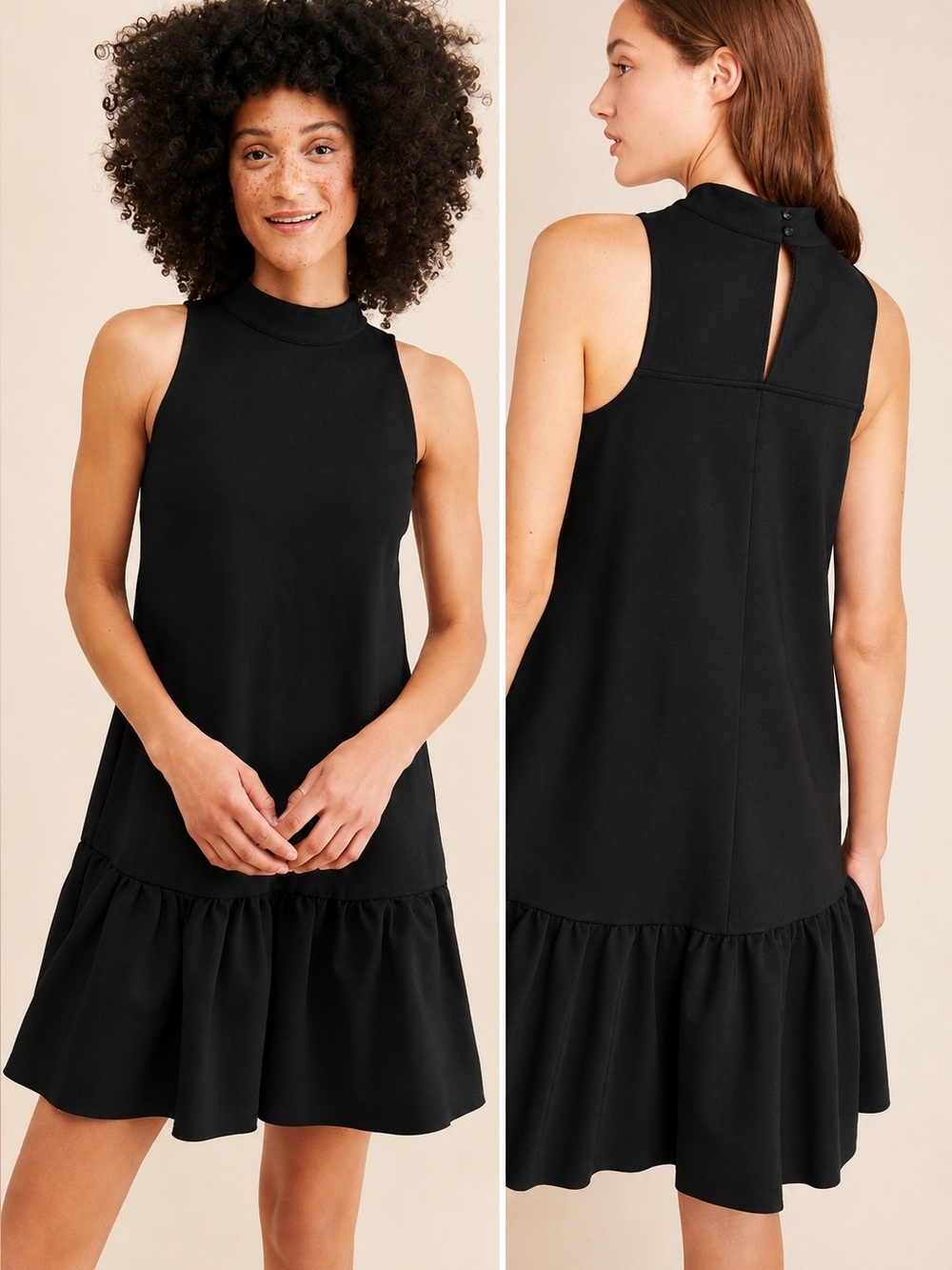 Anthropologie Maeve Black Sleeveless Alissa Swing Dress Shift Mini Dress Size L